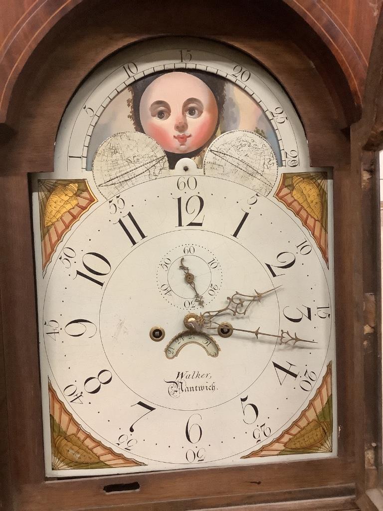 An early 19th century mahogany and oak eight day longcase clock marked Walker of Nantwich, height 215cm